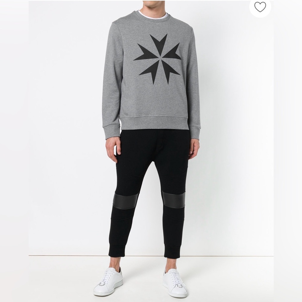 Neil Barrett Military Star print cotton sweatshirt in grey men’s XL